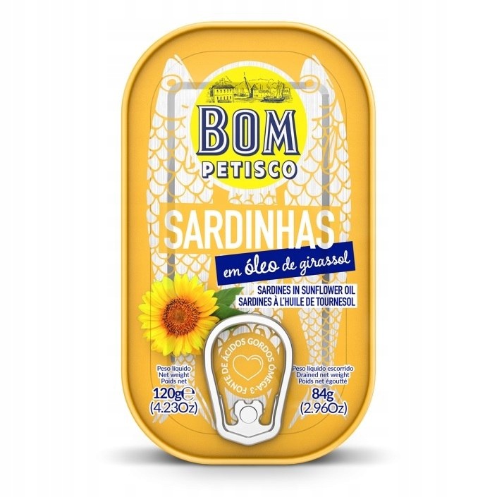 6x Sardynki Portugalskie W Oleju Słonecznikowym 120 g Bom Petisco