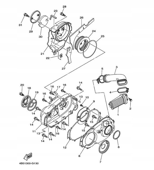 4B5-15407-00 - Воздушный фильтр Yamaha XP500, TMAX