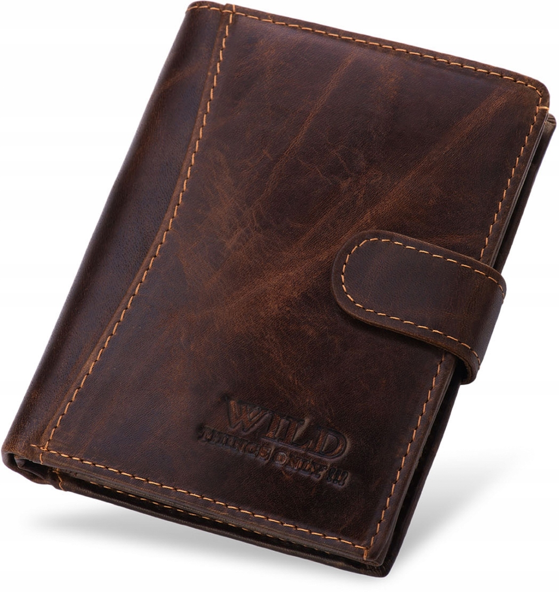 

Portfel Męski Brązowy Pionowy Skórzany Przecierany