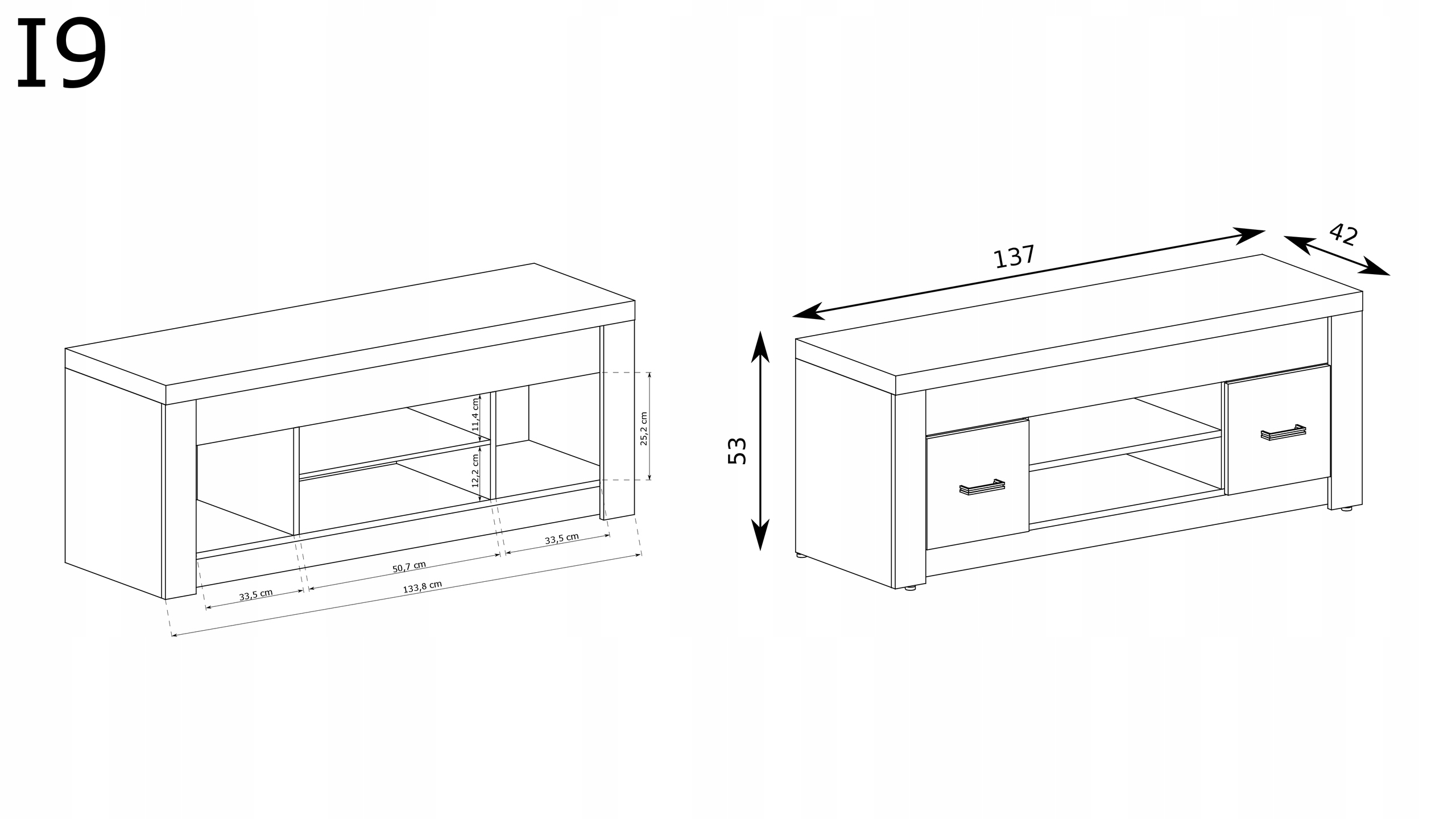 SZAFKA RTV STOLIK TV 137 cm INDIANAPOLIS I-9 KRAFT BIAŁY Kod producenta I-9