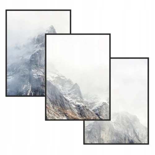 Dekorativní nástěnné obrazy Plakáty Triptych na stěnu ložnice Hory v mlze