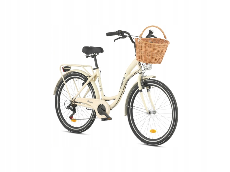 Rower miejski Indiana Moena S7B 26 cali damski Capuccino Koszyk wiklinowy