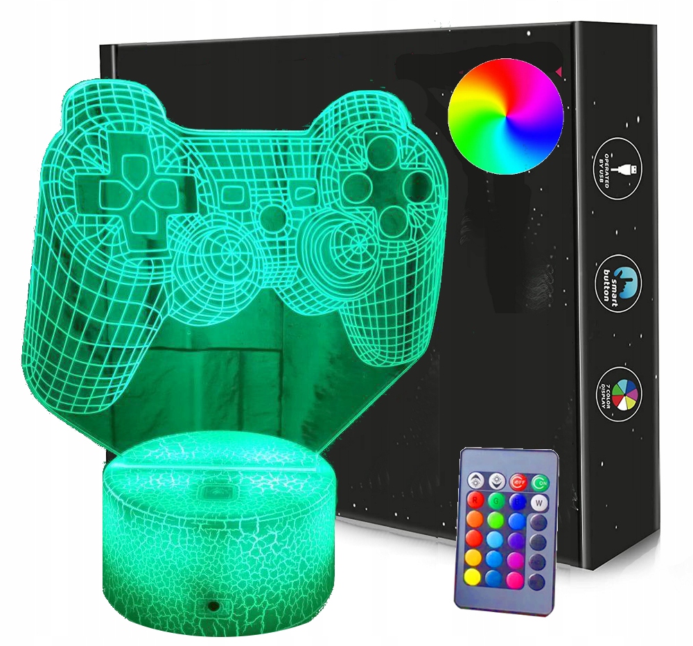 

Lampka Nocna Gamepad 3D Led Usb/baterie Pilot