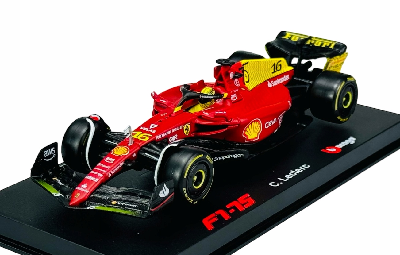 Bburago 2022 Ferrari F1-75 #16 Leclerc Gp Italii 1:43 Vitrína Formule 1
