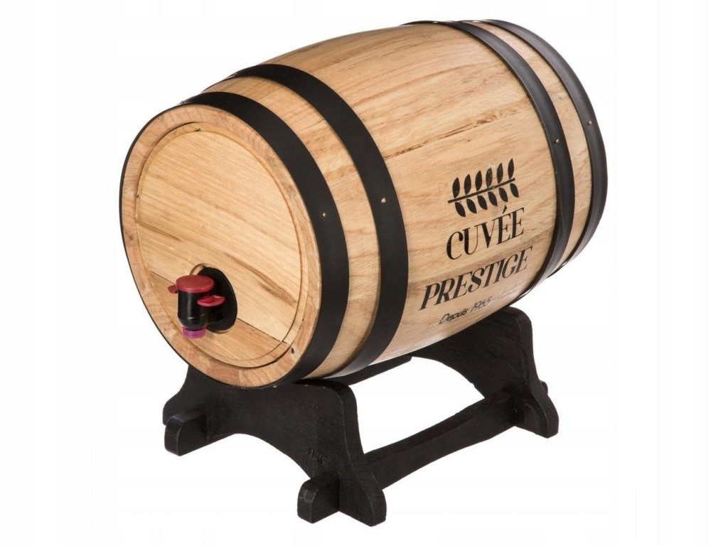 Dřevěný sud na víno s dávkovačem, 5,5 l, 27x18 cm