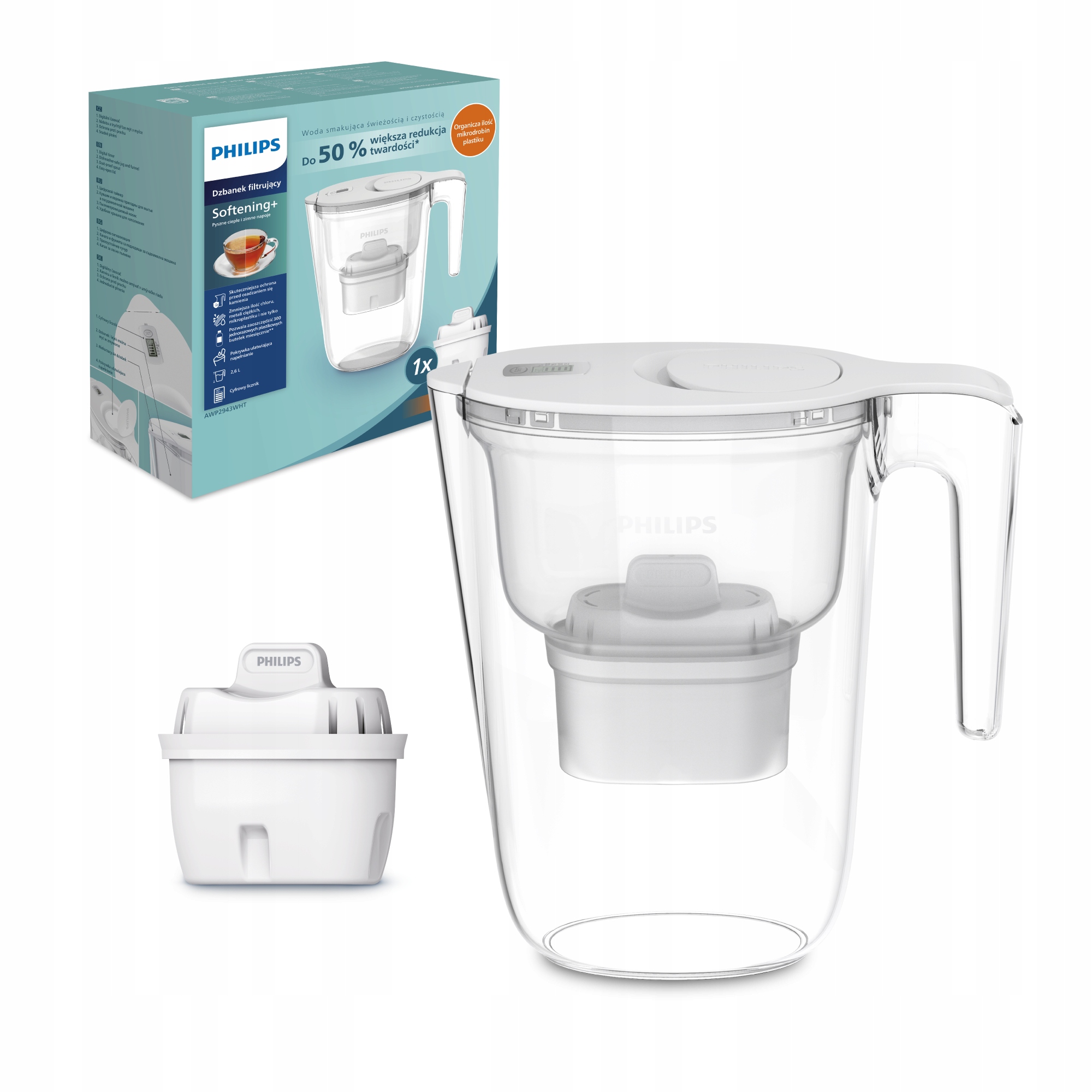 Dzbanek filtrujący Philips 2,6L biały