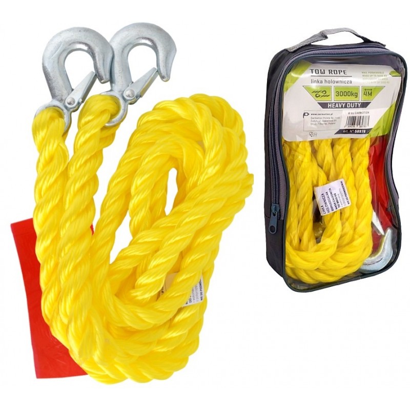 

Linka Holownicza Do 3T Pleciona Z Hakami 4 Metry