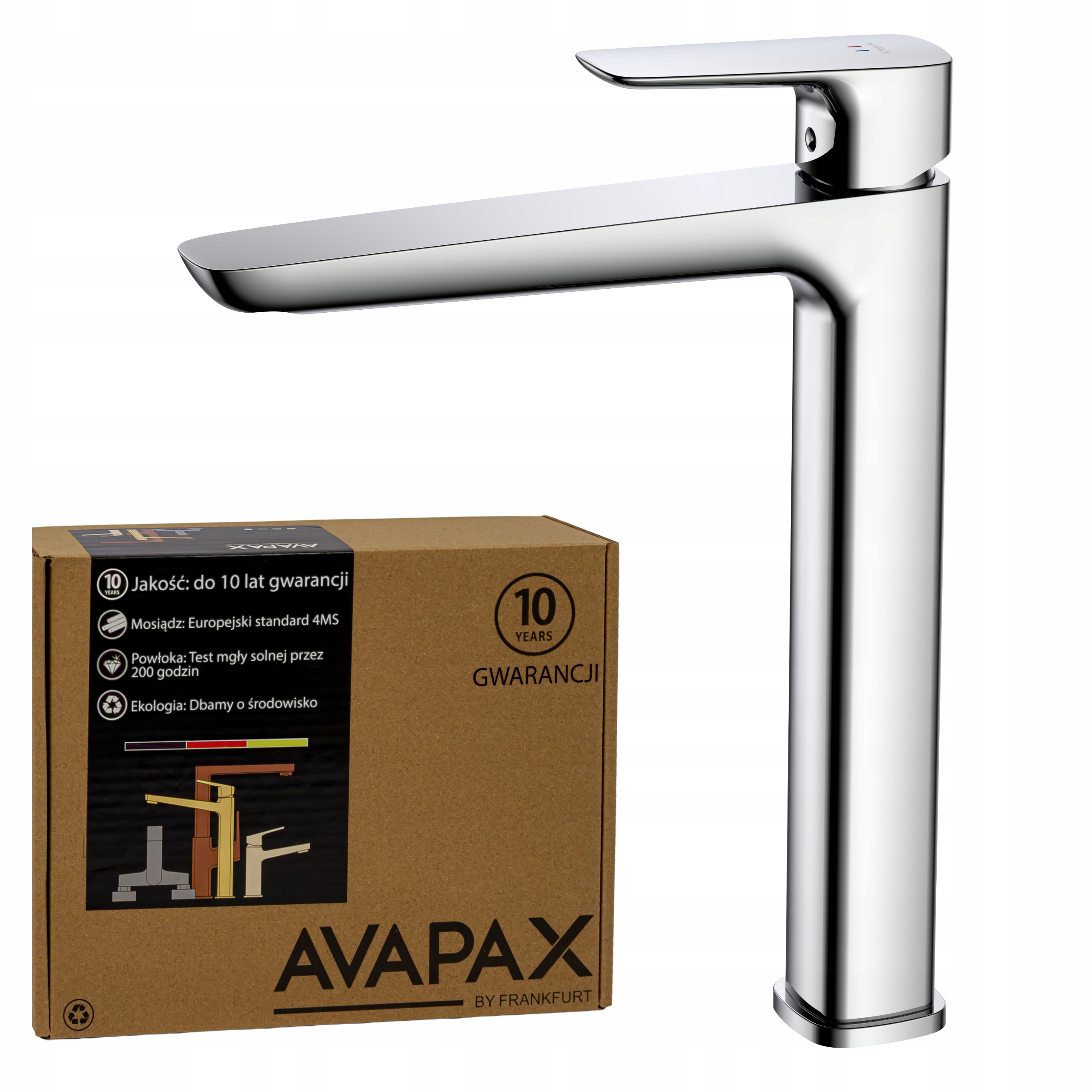 Stojanková umývadlová batéria s vysokým kúpeľňovým kohútikom strieborná na dosku Avapax