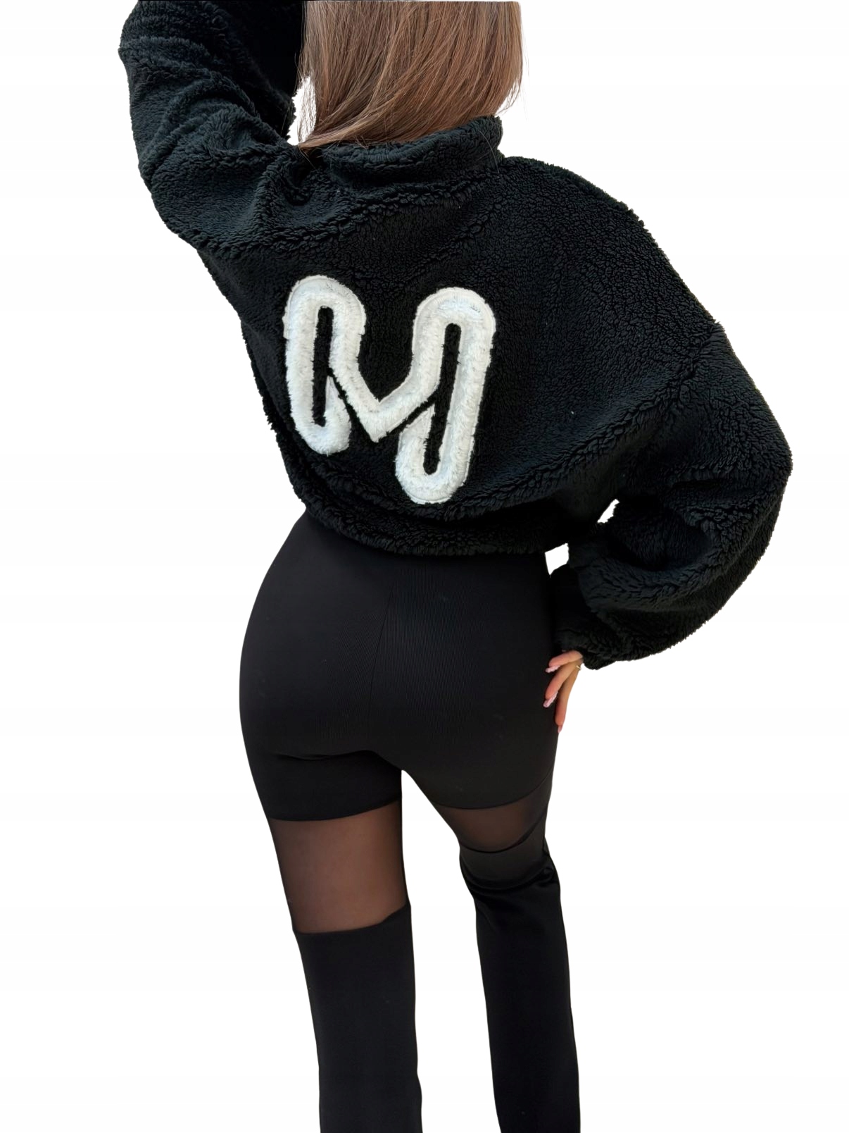 Mikina s se stojáčkem a zipem, medvídek Mia Teddy Mia Maison, oversize, černá