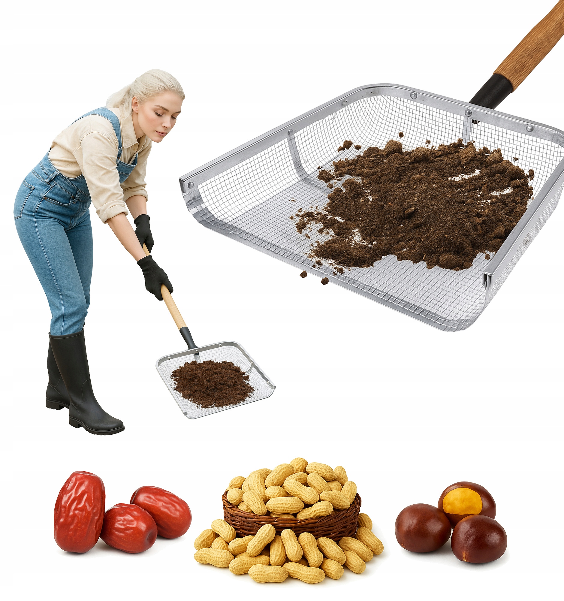 Lopata Prohledávací Velikost Kýbl rýč hrábě 13 mm