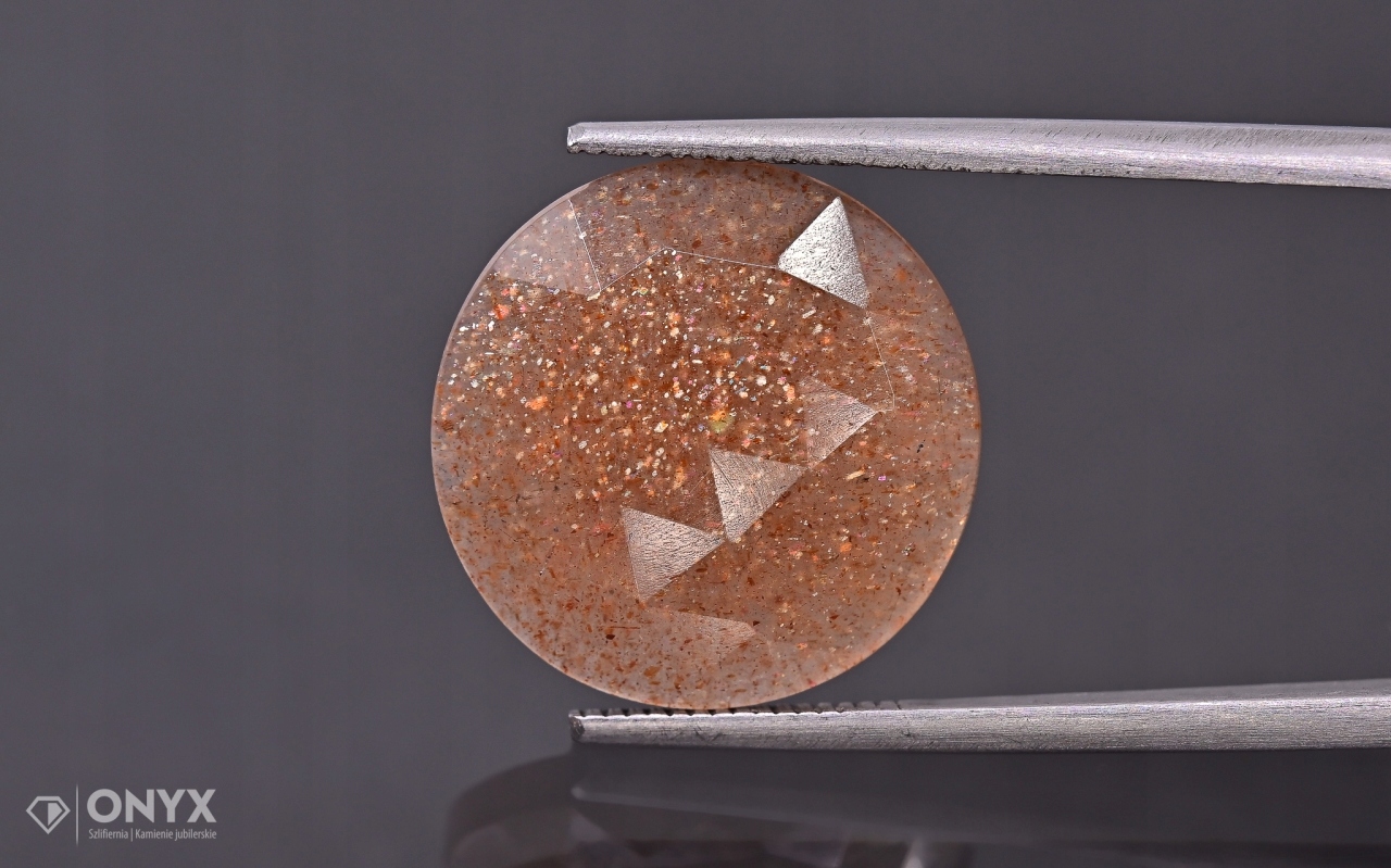 Solární kámen fazetovaný kulatý fi 16 mm