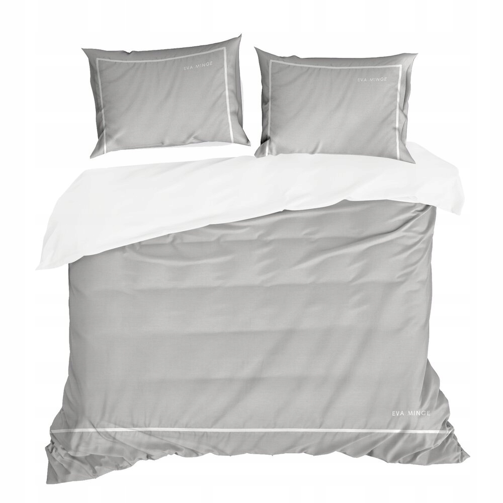 Posteľná Bielizeň Eva 160x200 Eva Minge Eurofirany šedá biela lemovka s výšivkou