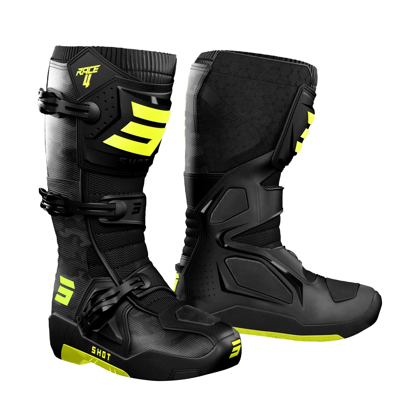 Buty Motocyklowe Cross Enduro Shot Race 4 Tactic Black Yellow Rozmiar 43
