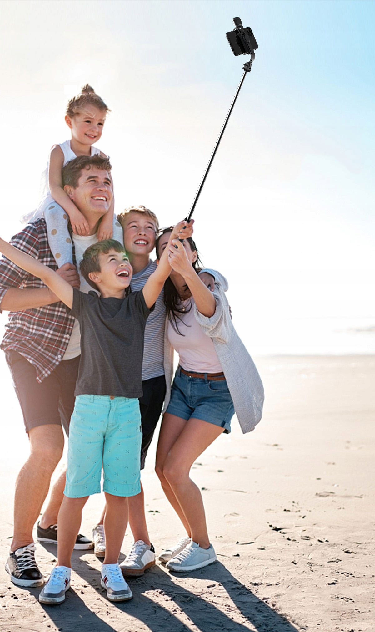 KIJEK DO SELFIE STICK TRIPOD STATYW z PILOTEM z LAMPA BLUETOOTH 104cm 360° Łączność bezprzewodowa