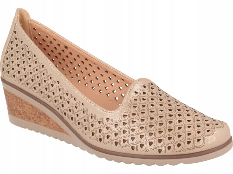 Potocki Dámské Lodičky 12018 Béžové vel. 40 Ažurové Koturn Dárek