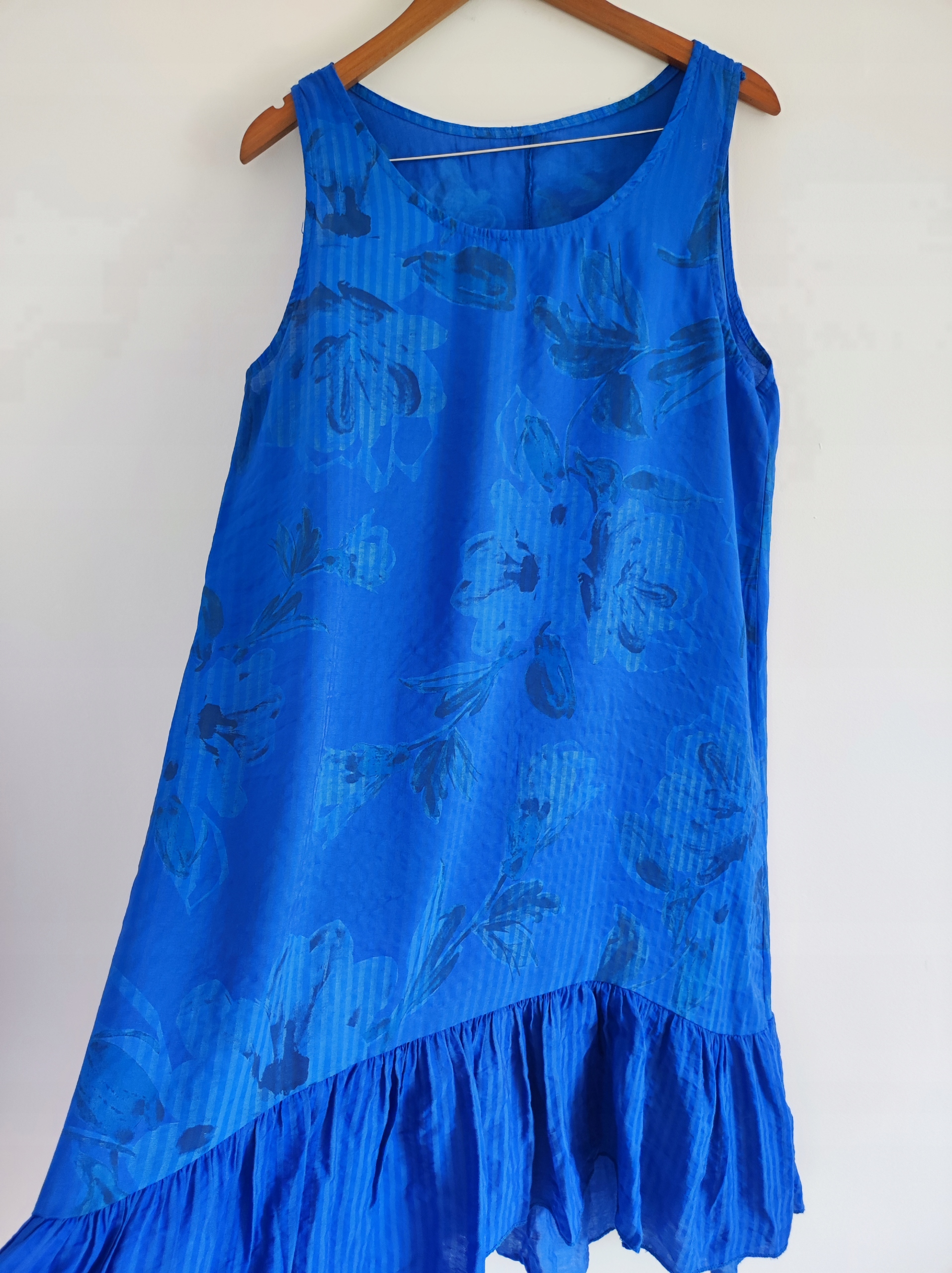 44 MODA ITALIA włoska chabrowy kwiaty wiskoza maxi 13690467455 Allegro.pl