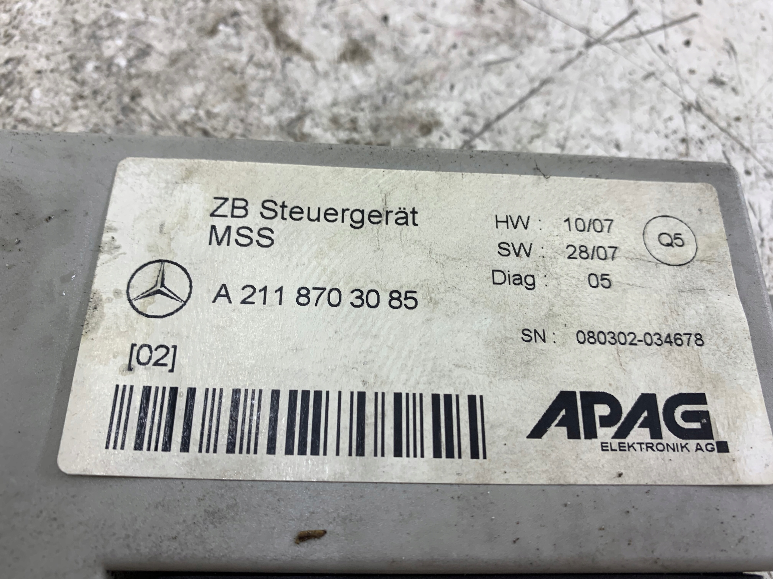 MERCEDES W211 module control unit MSS A2118703085