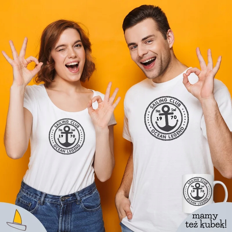 Ocean Legend Męski T-shirt Biały XXL Rozmiar XXL