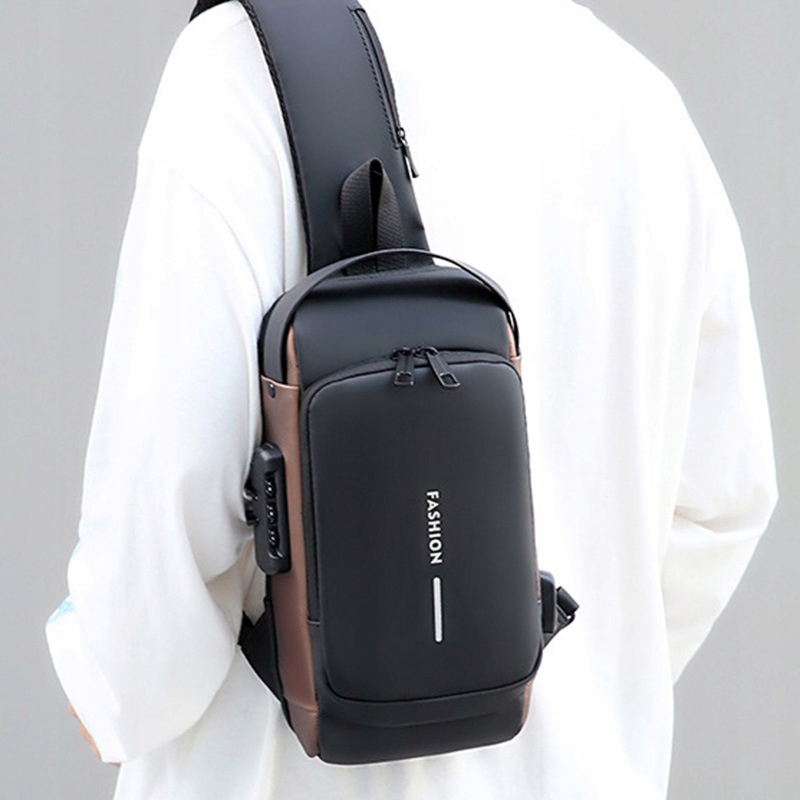 SASZETKA MĘSKA TORBA NERKA PLECAK WODOODPORNY USB Model N-546-1