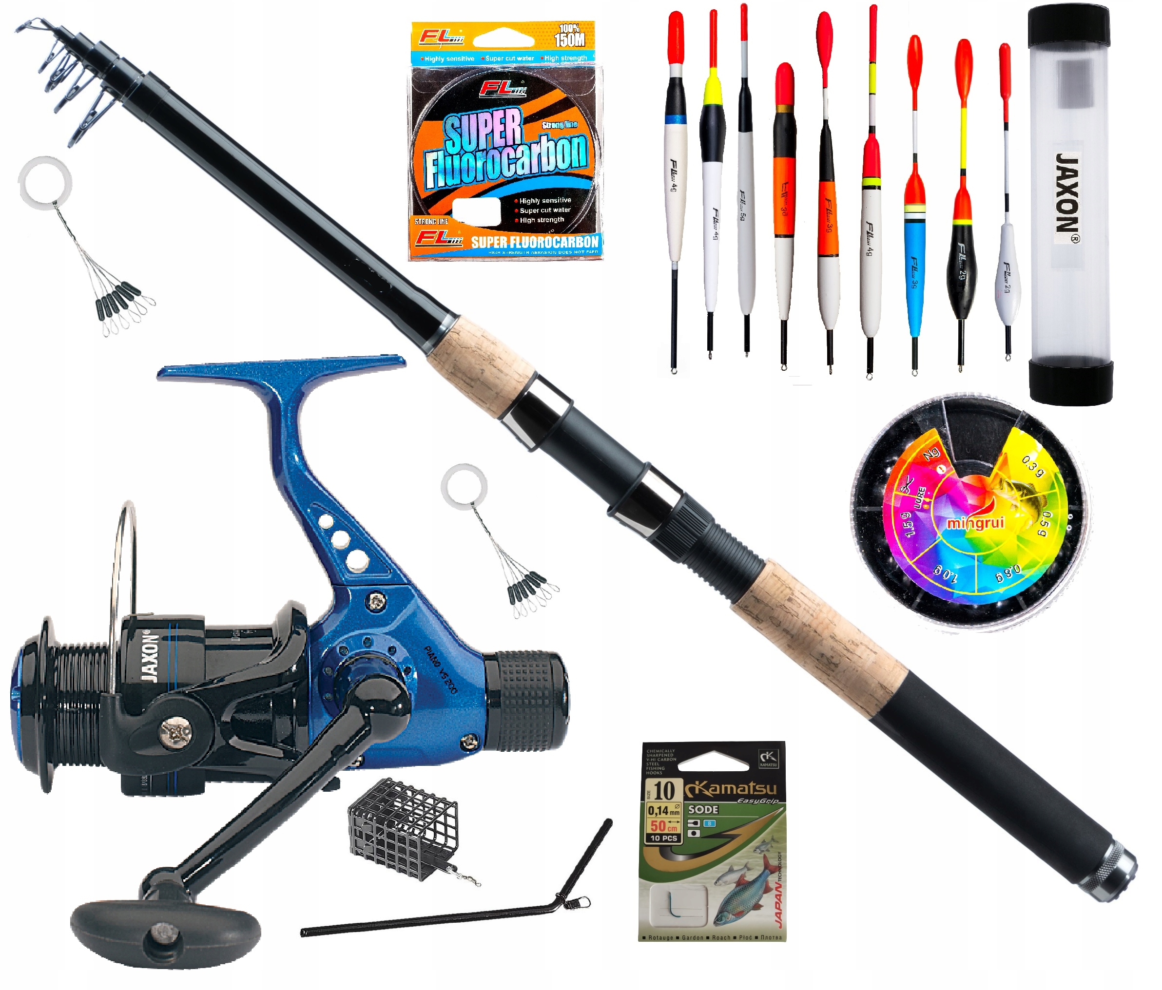 Zestaw wędkarski na Spławik Wędka Kołowrotek Jaxon Żyłka