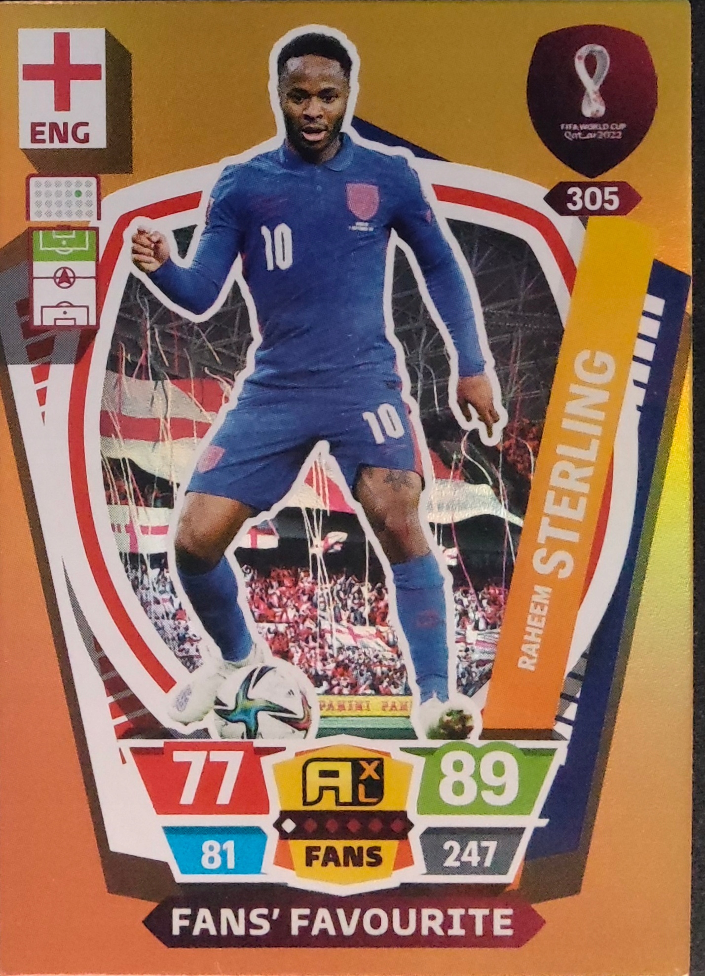 Panini World Cup Qatar 2022 Fans’ Favourite 305 Raheem Sterling Anglia