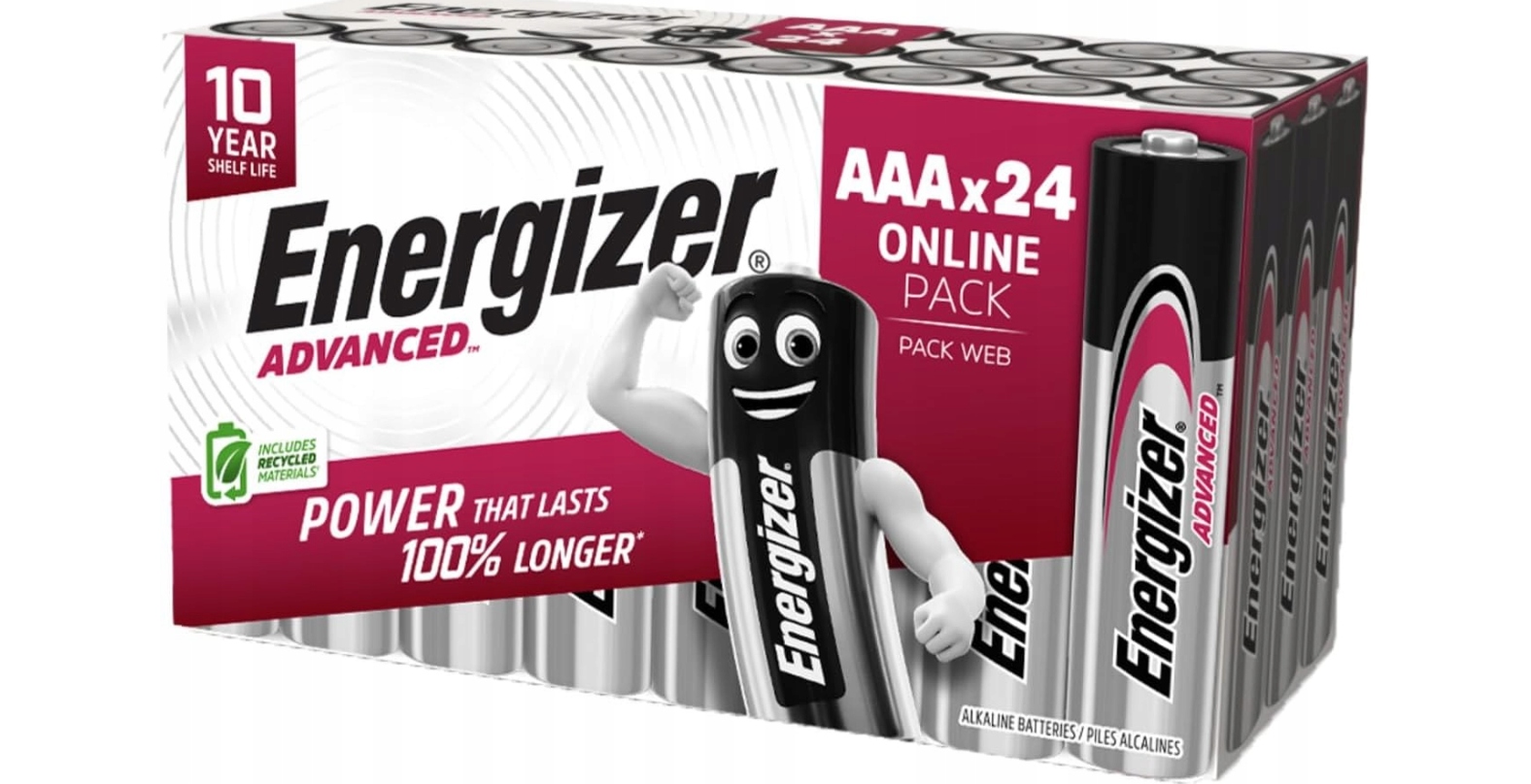 Energizer baterie Aaa 24 kusů 1.5V alkalické silné 10 let