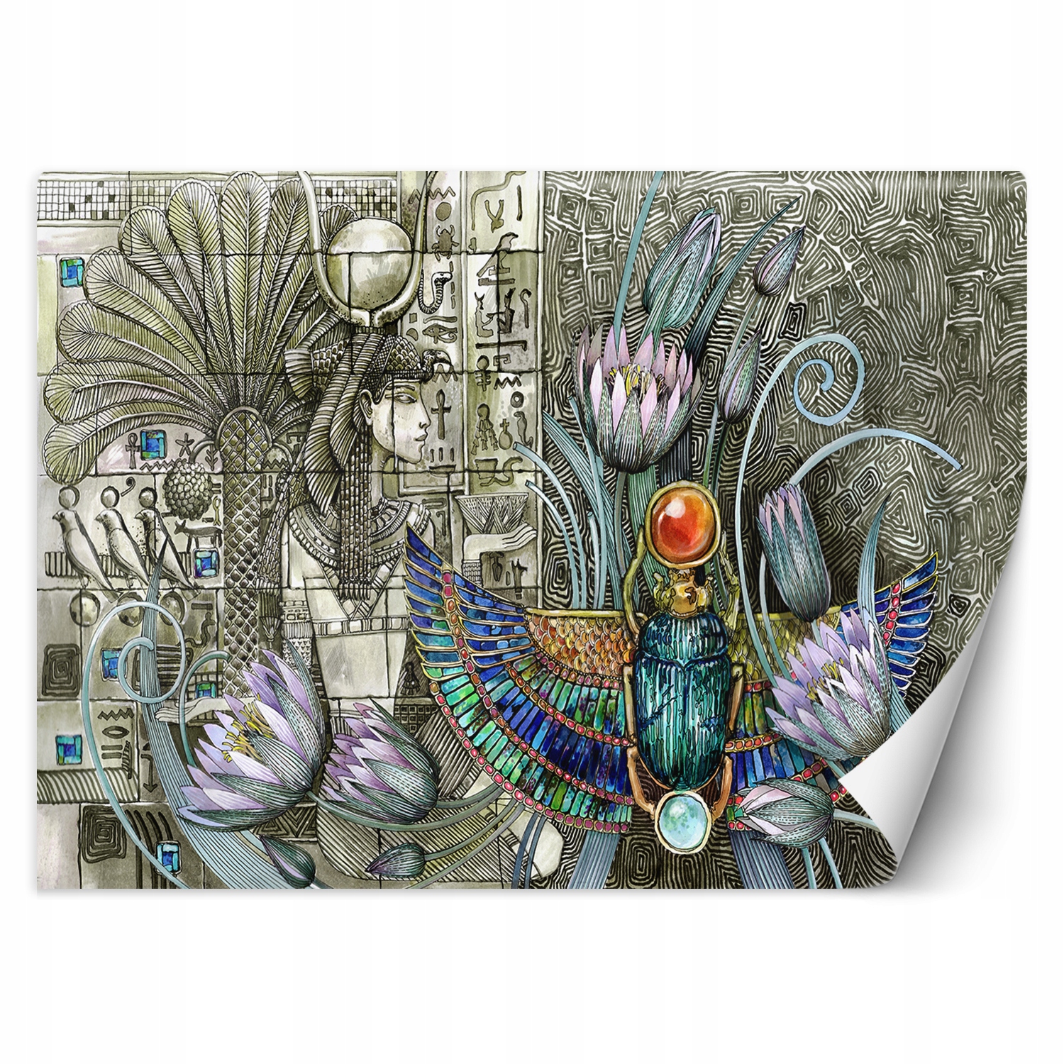 Fototapeta, Egyptské hieroglyfy a skarabeus 250x175