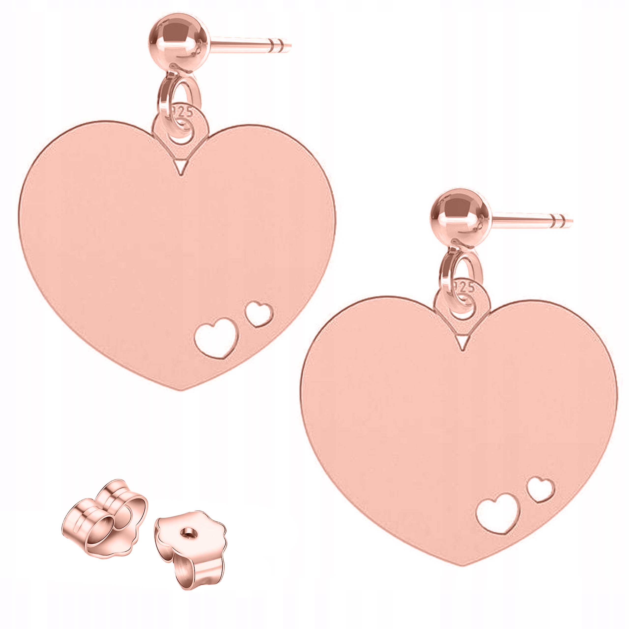 Náušnice Pozlacené srdce Srdíčka Plech se srdíčkem Stříbro 925