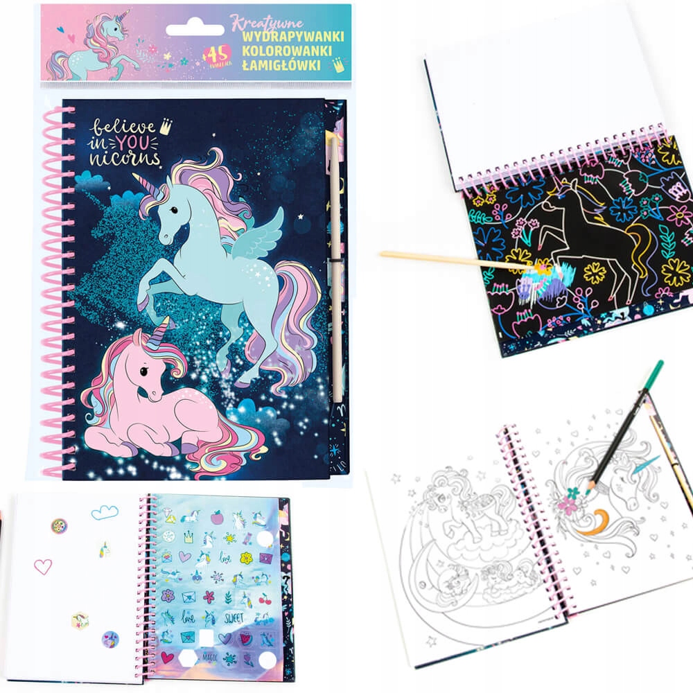 Notes+ wydrapywanki kolorowanki łamigłówki Unicorn (5901130092581 ...