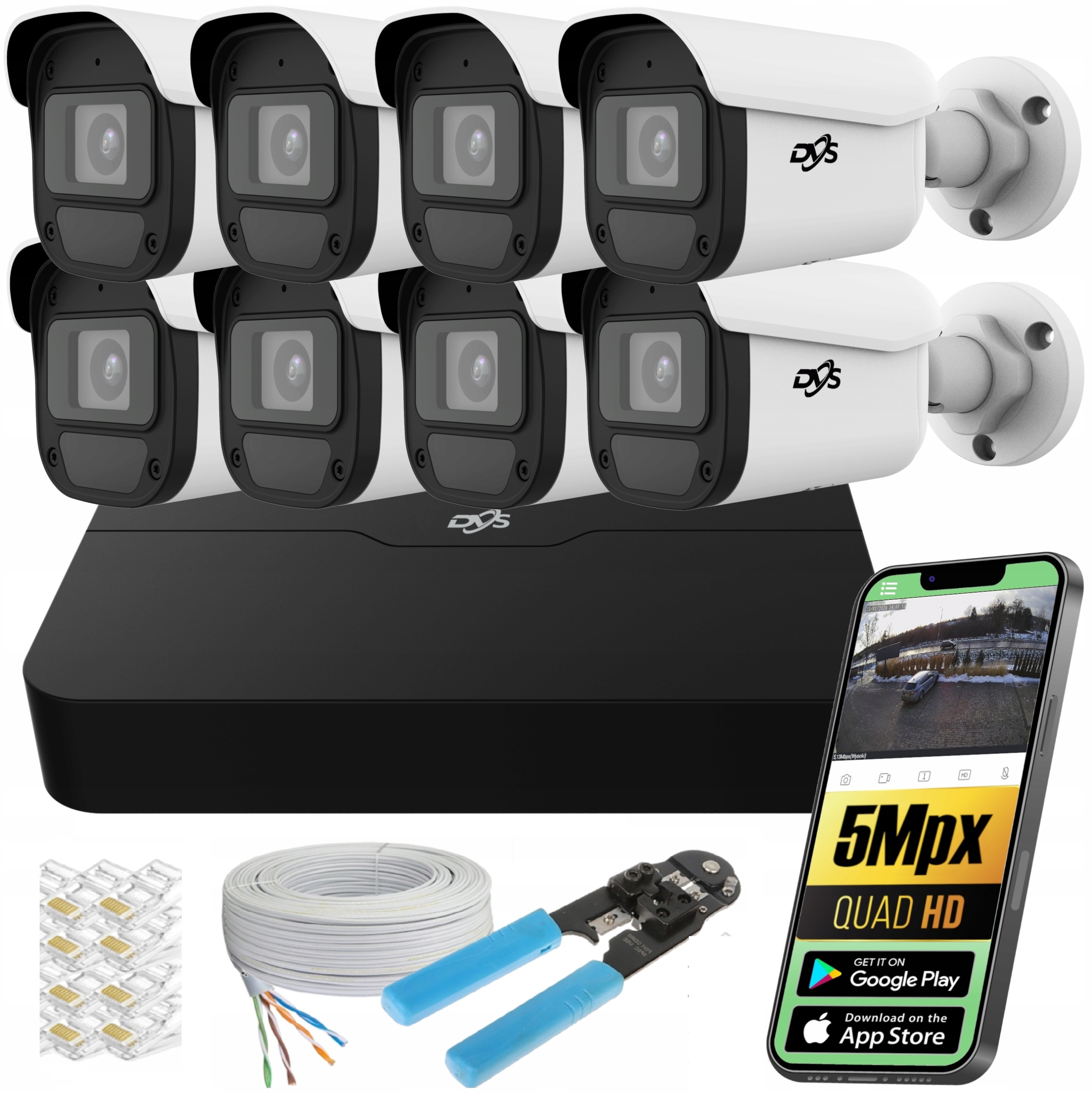 Sada 8 Ip Kamer Pro Monitorování Domácnosti Smart Dvs Venkovní 5Mpx