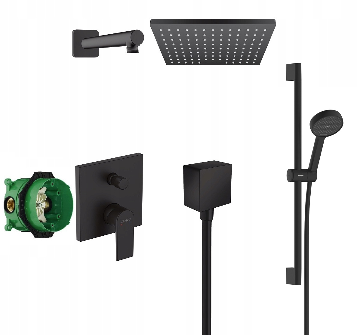 Zestaw prysznicowy z drążkiem Hansgrohe Vernis Shape 23cm czarny