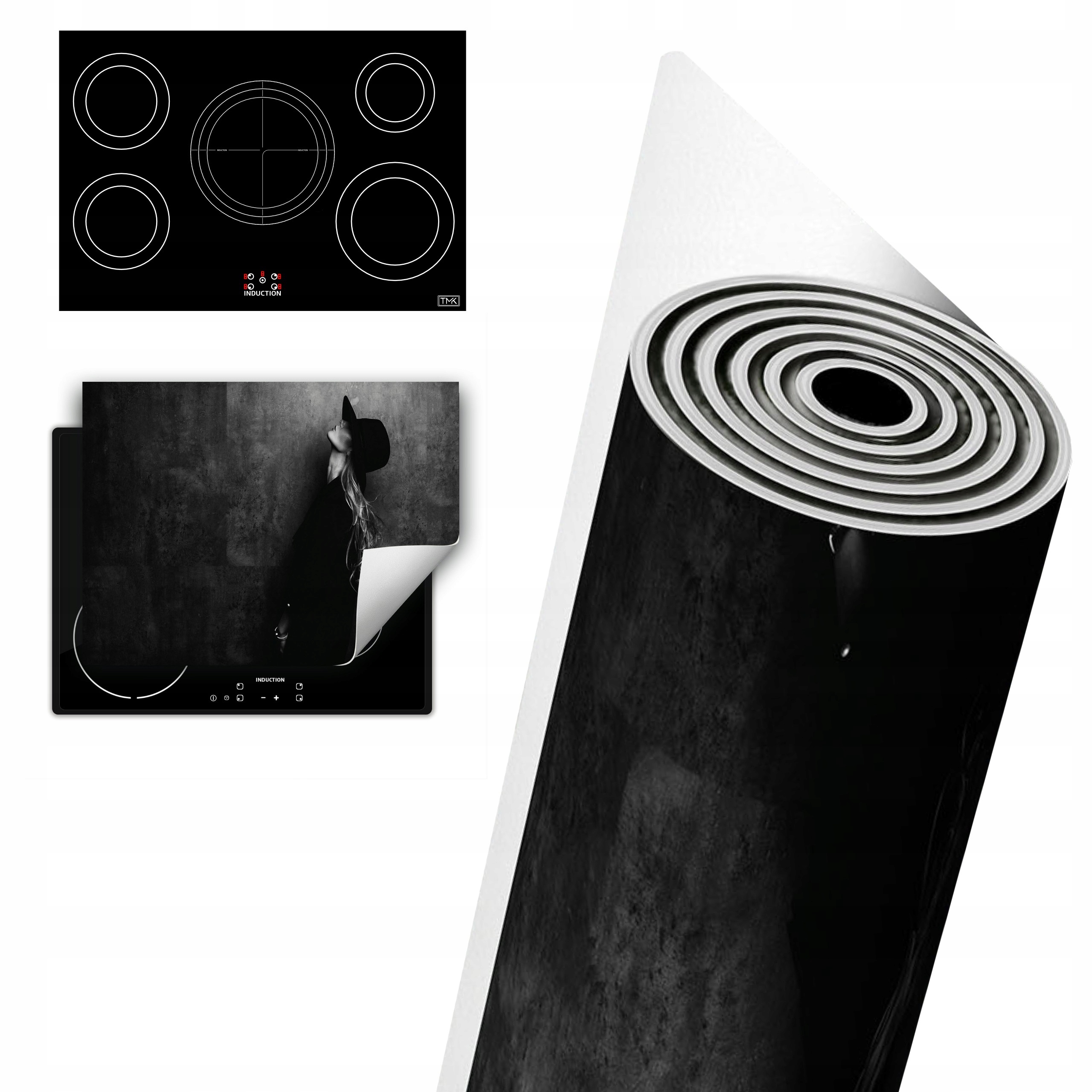 Vinylová Ochranná Deska Na Indukci 80x52 šedá černá žena