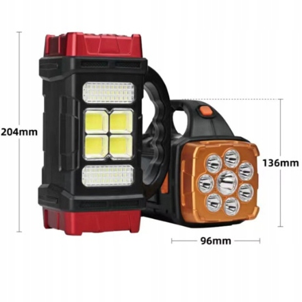 MOCNA LATARKA SOLARNA AKUMULATOROWA LAMPA LED COB Źródło światła LED