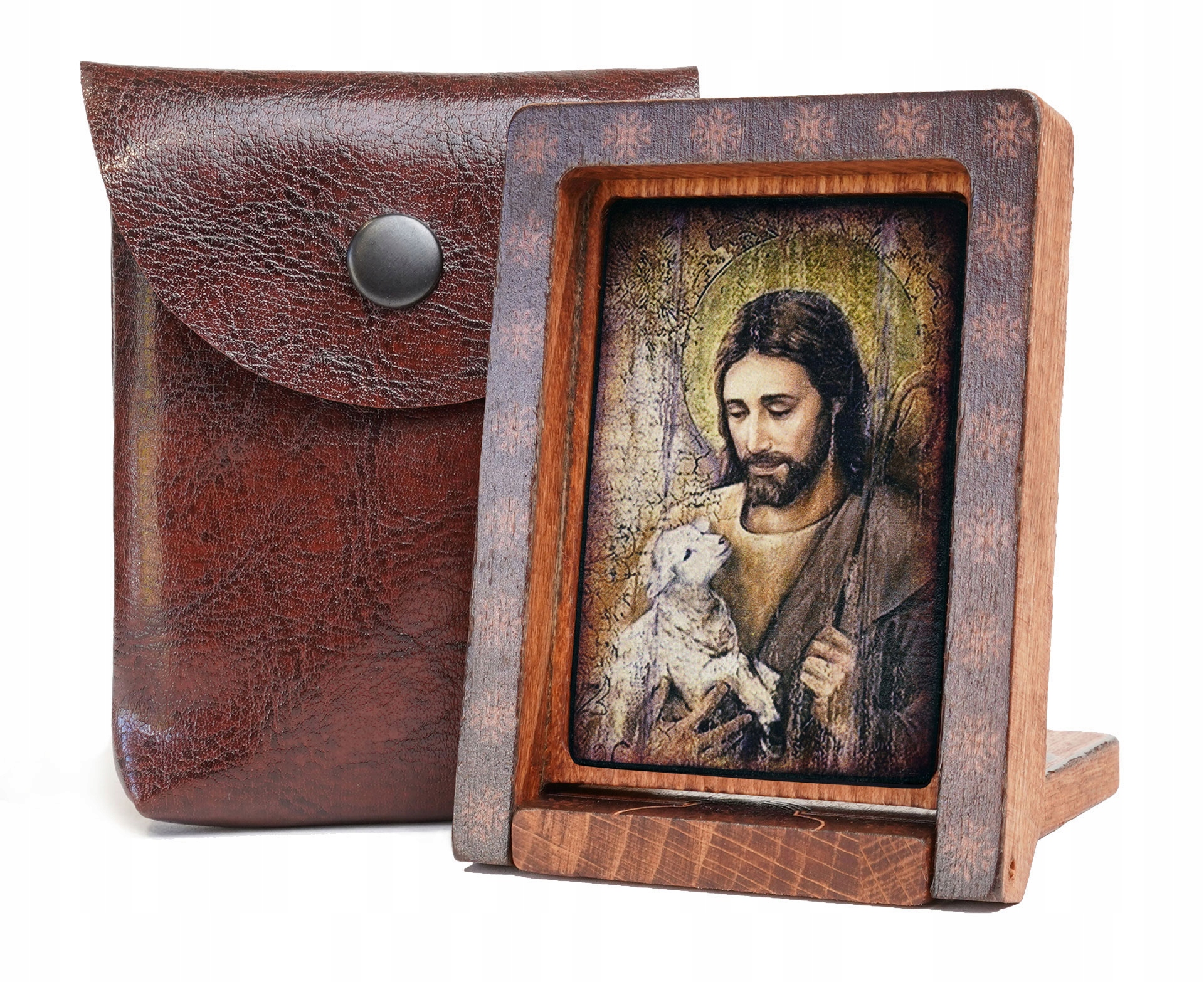 Ikona Podróżna CHRYSTUS DOBRY PASTERZ – z Etui, Prezent Religijny