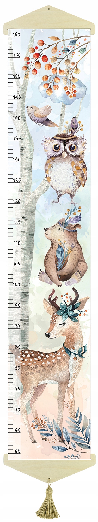 Miarka wzrostu dla dzieci na PŁÓTNIE Zwierzęta leśne II