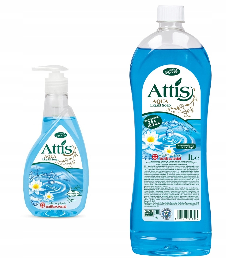 

Mydło w płynie Attis 400ml z dozownikiem +zapas 1l