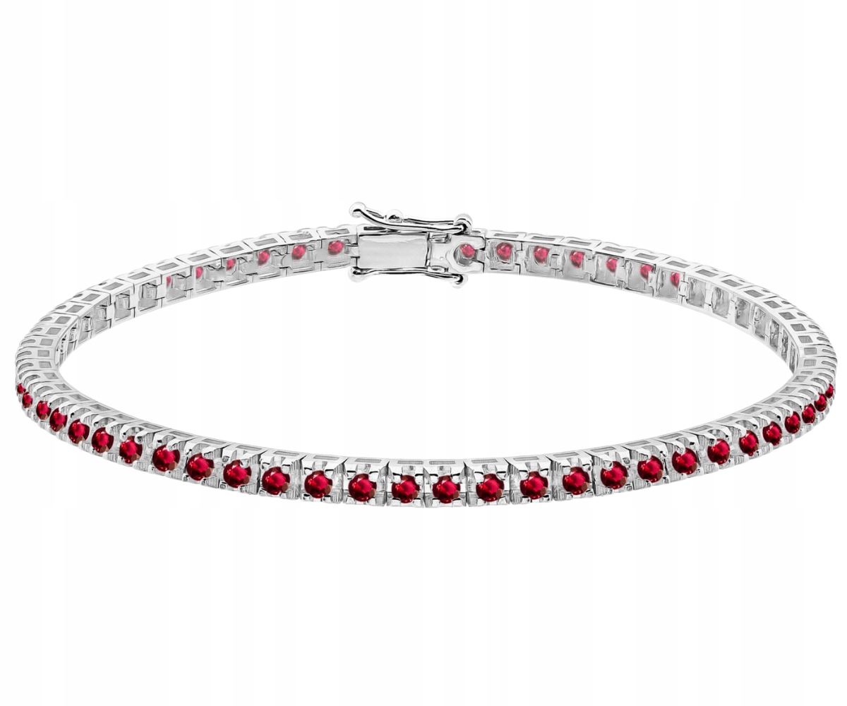 Krásný náramek s přírodními červenými rubíny 2,95Ct Bílé zlato 585