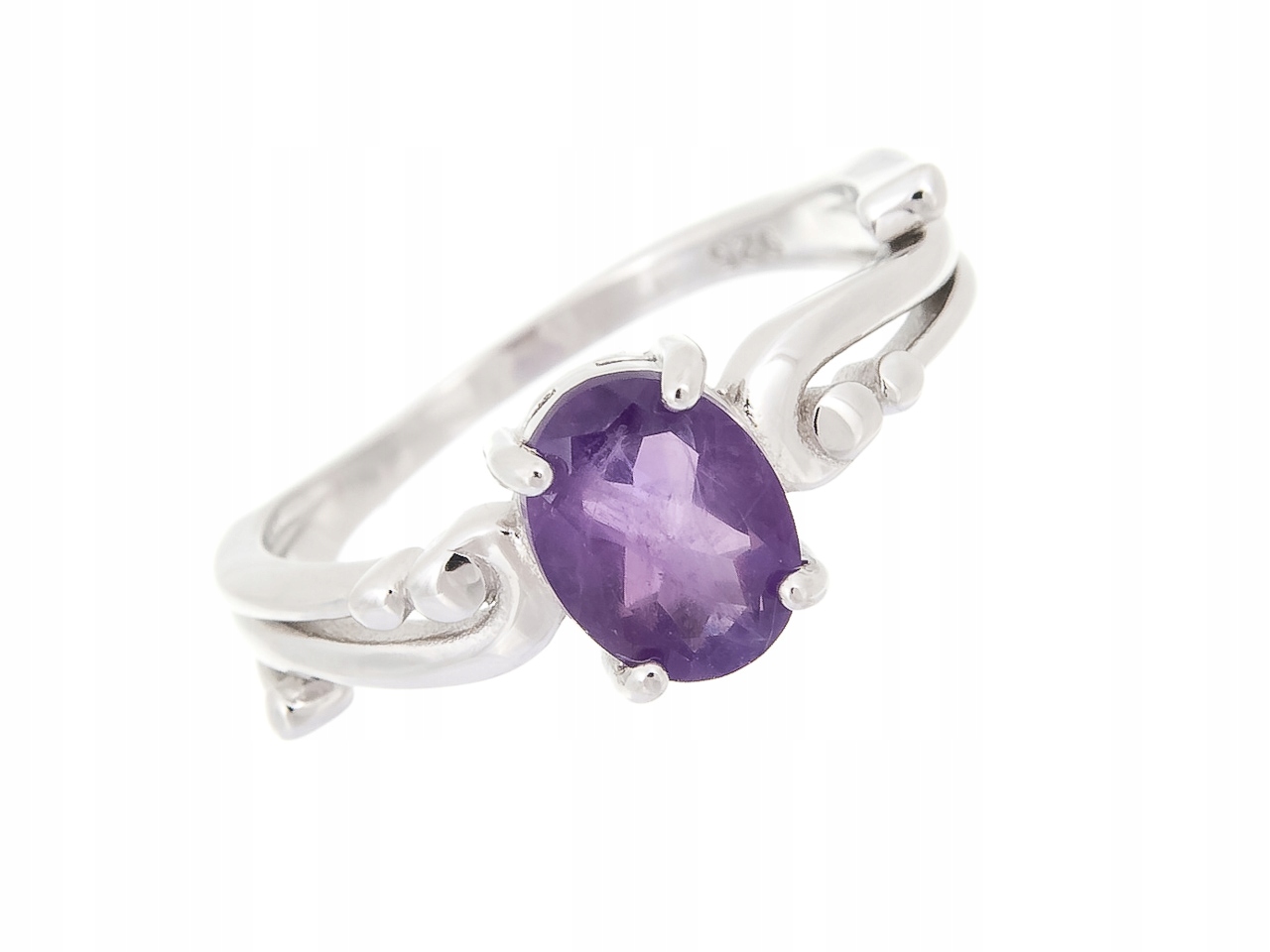 Prstýnek S Rhodiem Vel .20 S Přírodním Ametystem