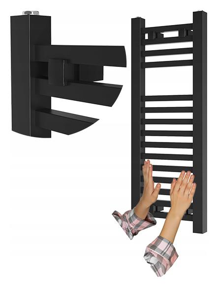 Kúpeľňový Radiátor Čierny Rebríkový 80x30 cm Moderný Radiátor Bergen