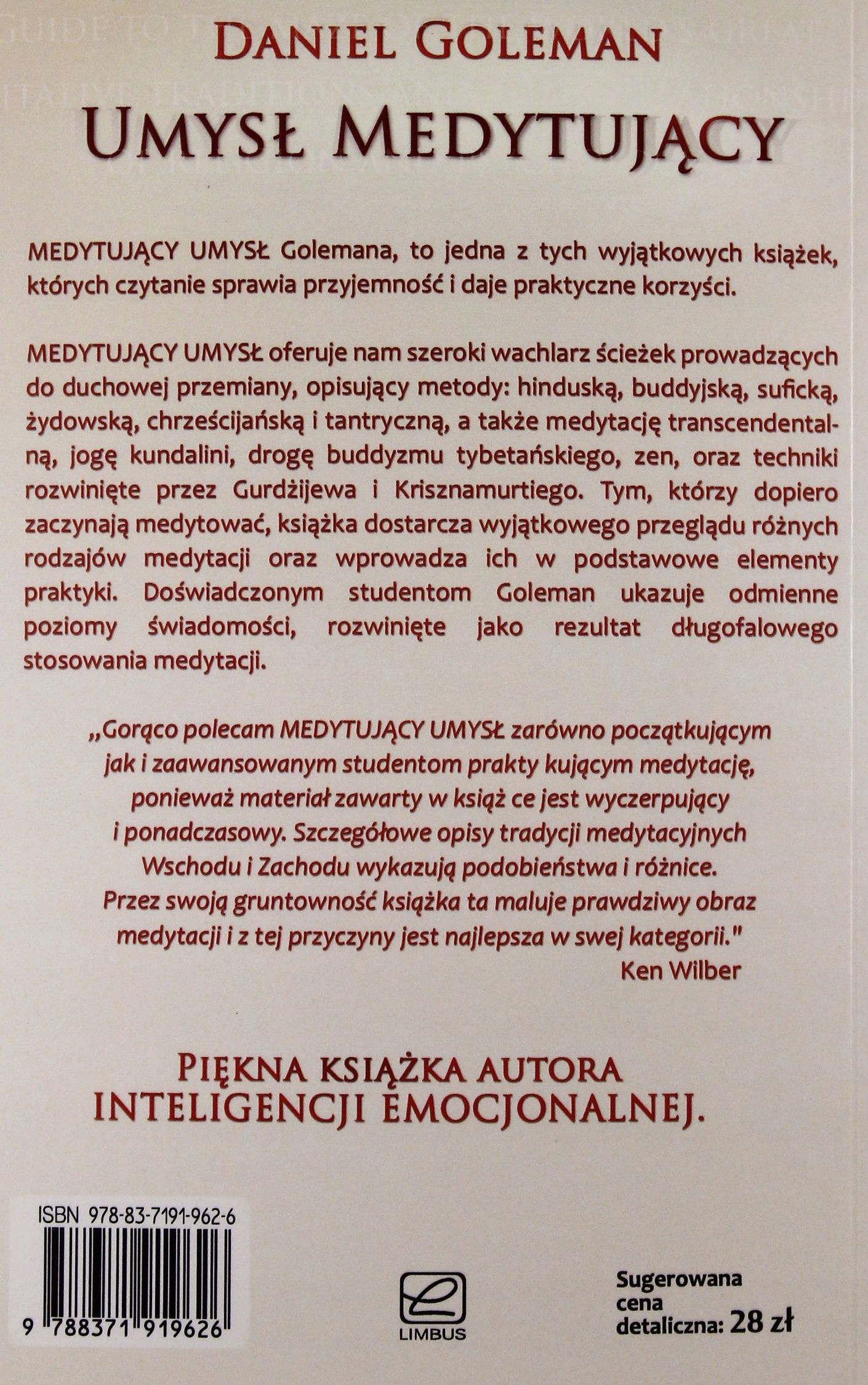 UMYSŁ MEDYTUJĄCY - Daniel Goleman (KSIĄŻKA) Stan opakowania oryginalne