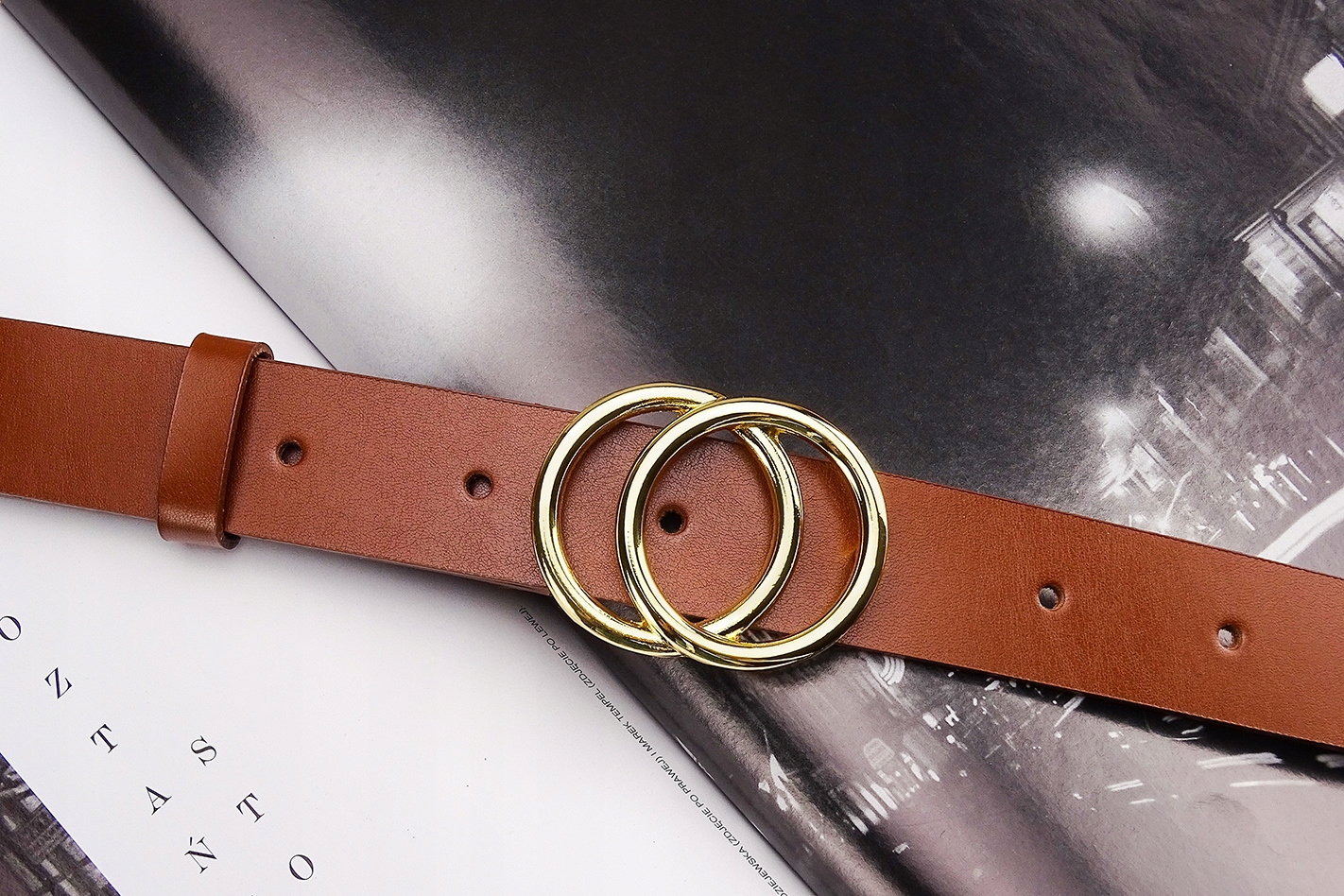 ZGRABNY PASEK DAMSKI WYGODNA KLAMRA Brąz GRACIO Maks. szerokość 2.7 cm