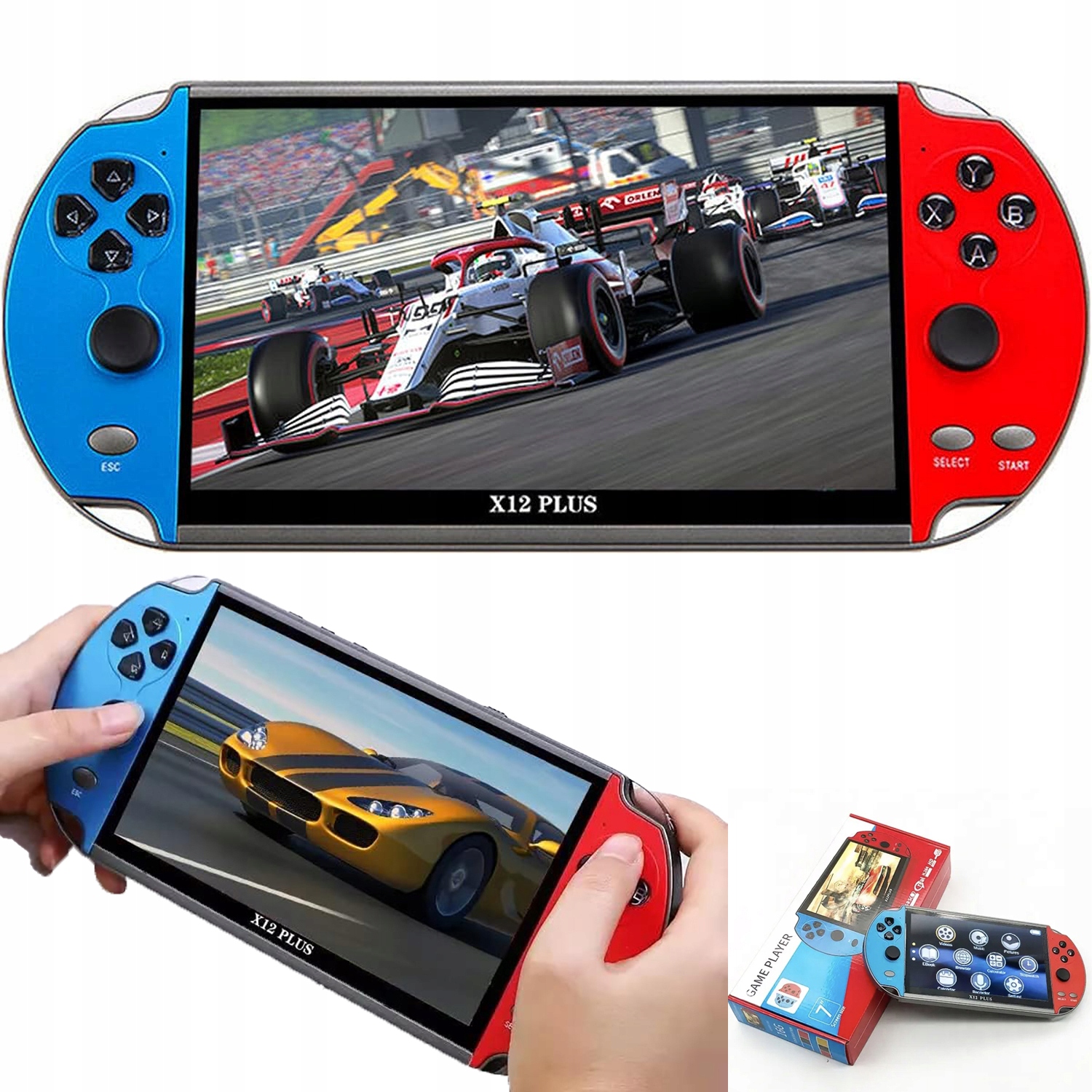 Przenośna Przenośna Konsola Do Gier X12PLUS, Ponad 1000 Gier, 16 Gb 7 Cali