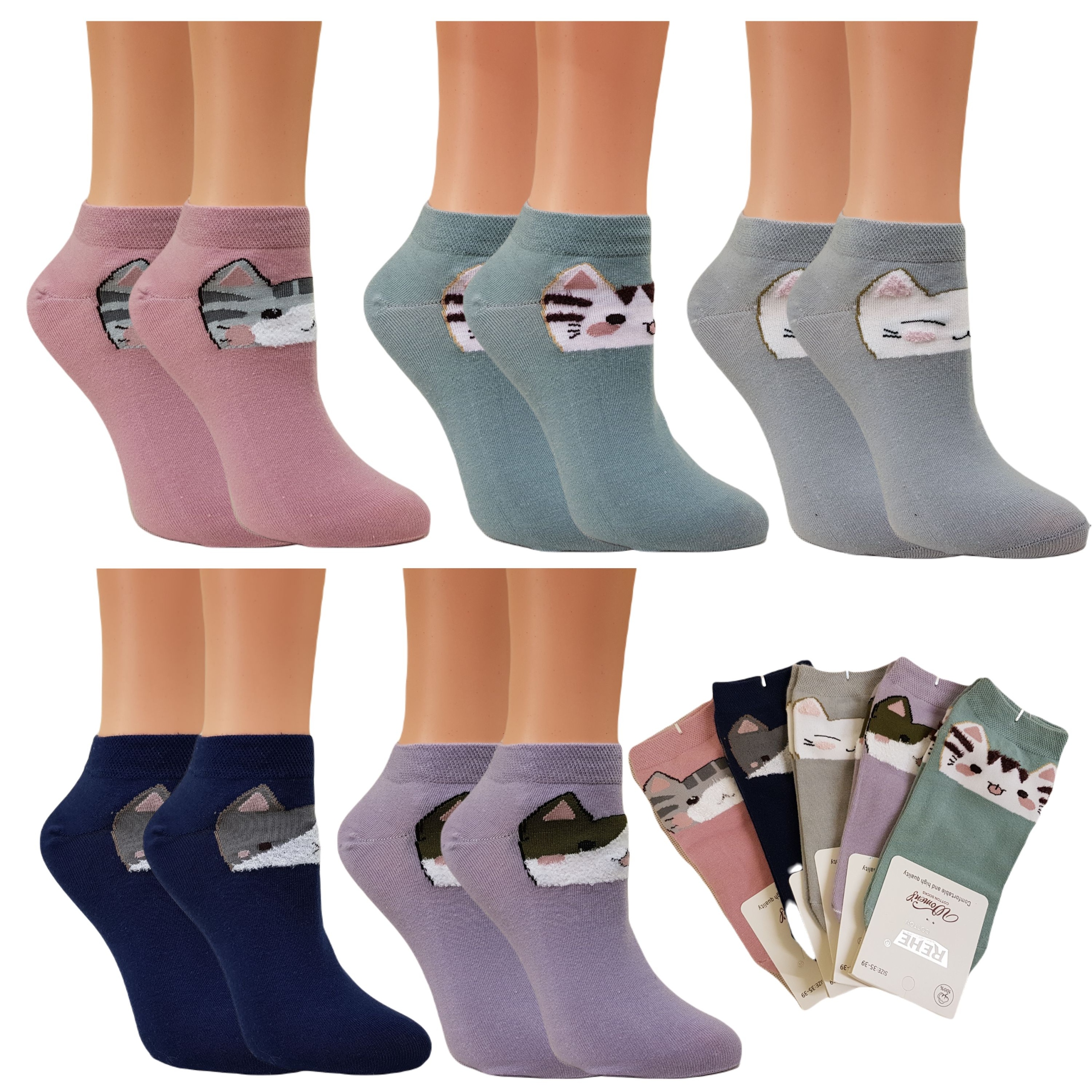 

5x Skarpety Damskie Kolorowe Bawełniane