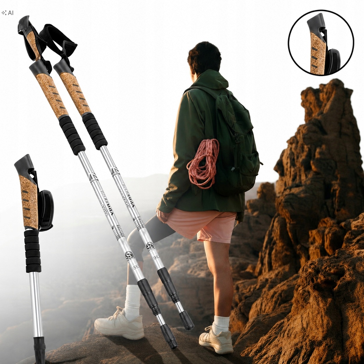 Kijki Nordic Walking Trekkingowe Regulowane 2 Sztuki Antishock