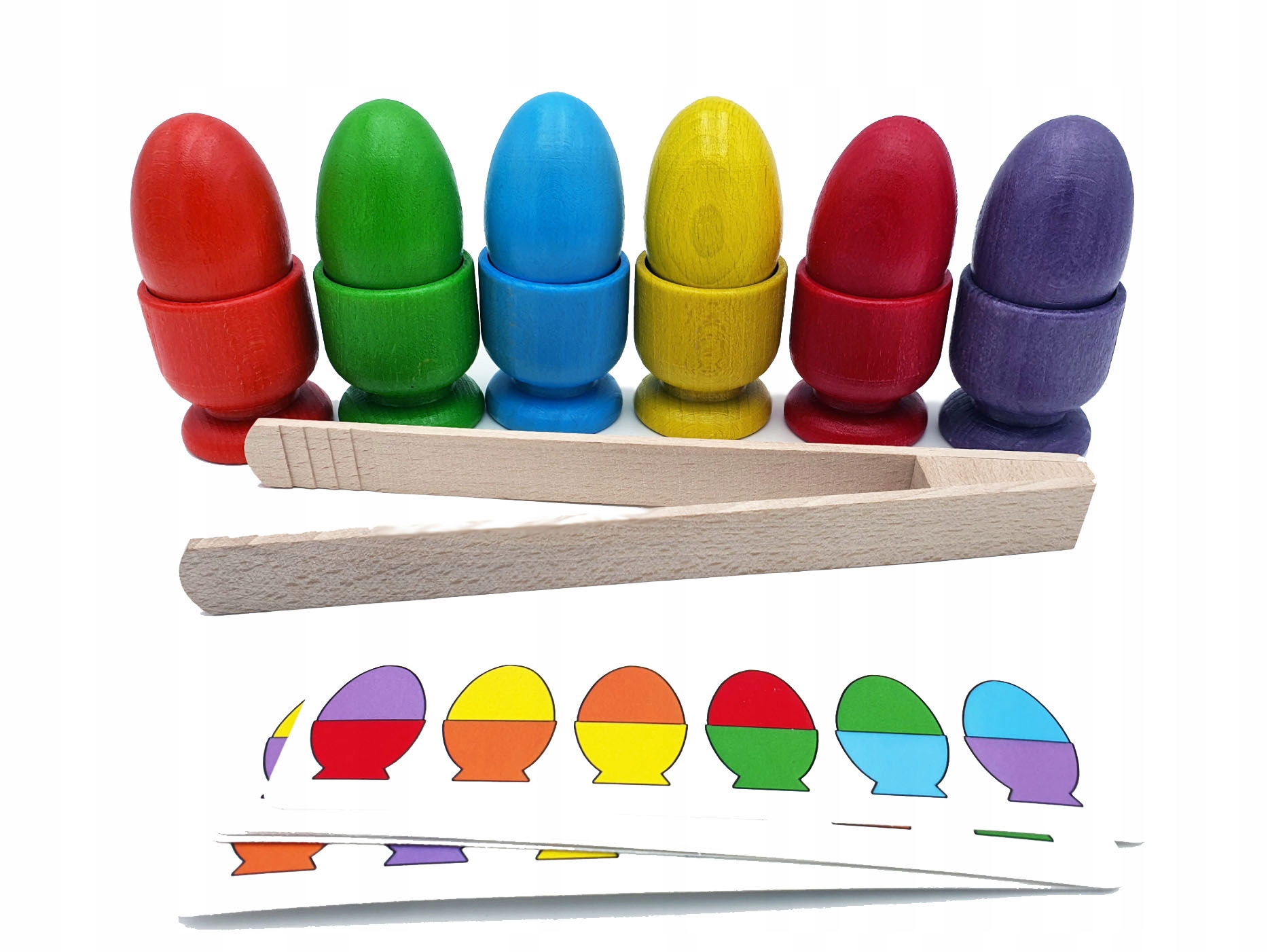 

Sorter drewniane tęczowe jaja Montessori