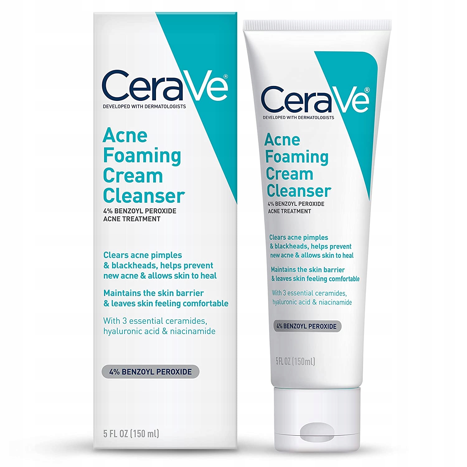 CeraVe Acne Foamin Cream Cleanser 4% pianka na trądzik do twarzy 150 ml