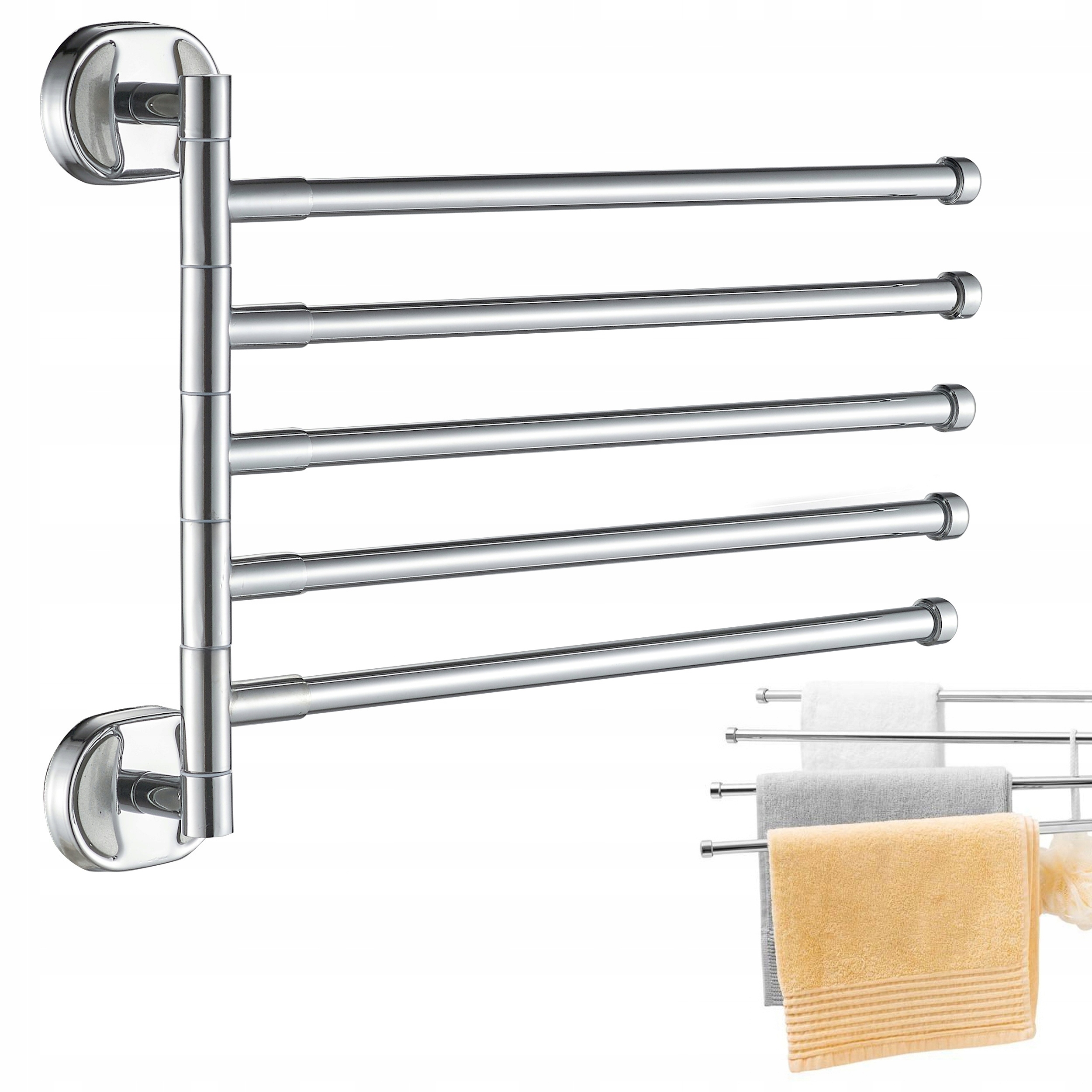 Koupelnový věšák s 5 rameny na ručníky nastavitelnýс