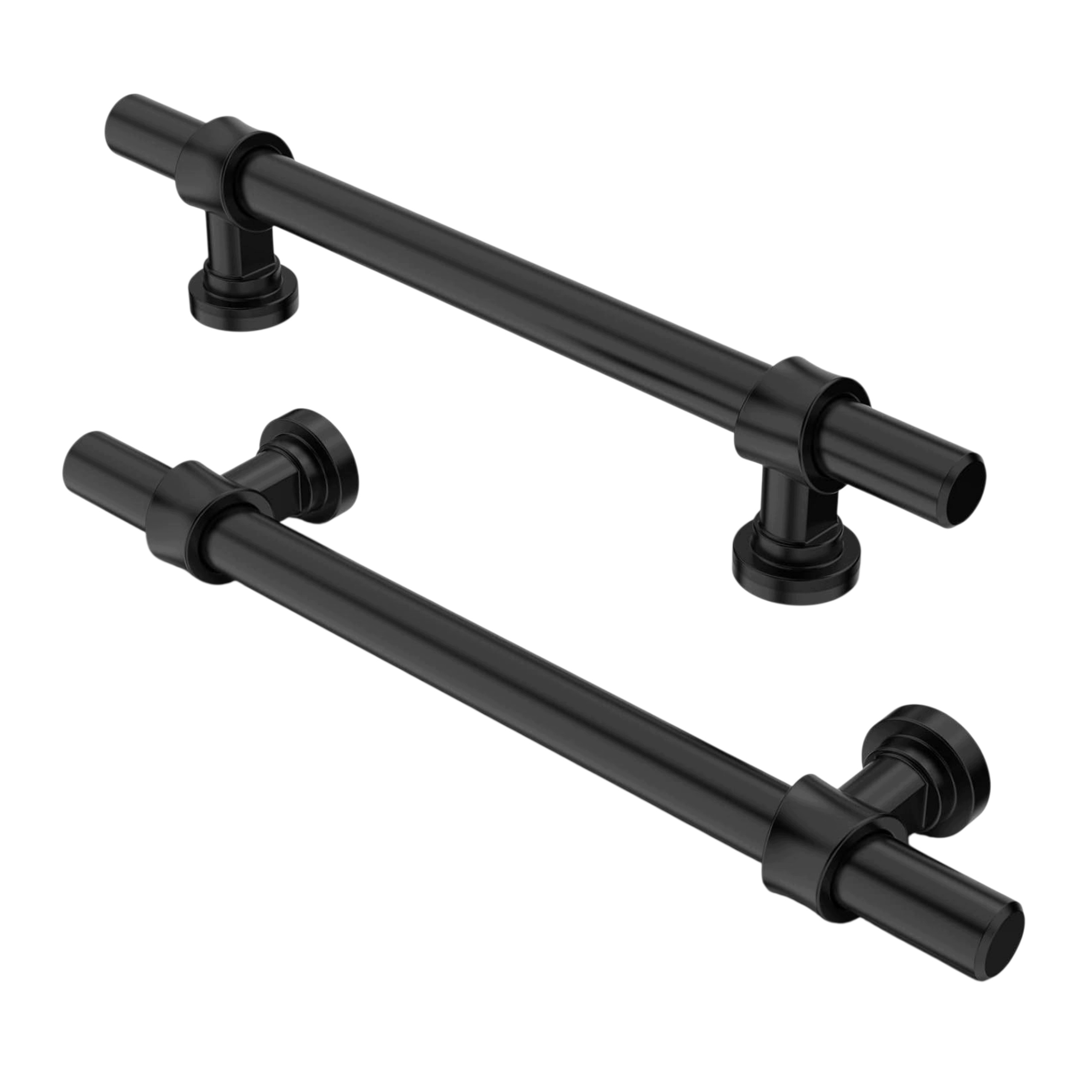 Držáky na skříně 128 mm 10 ks černé matné nábytkové M4 šrouby 25/45 mm