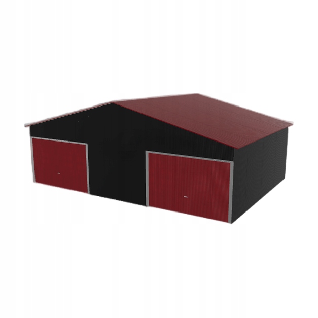 Plechová garáž 8.5x6 m, dvoupolohová, dvoupolohová, černá