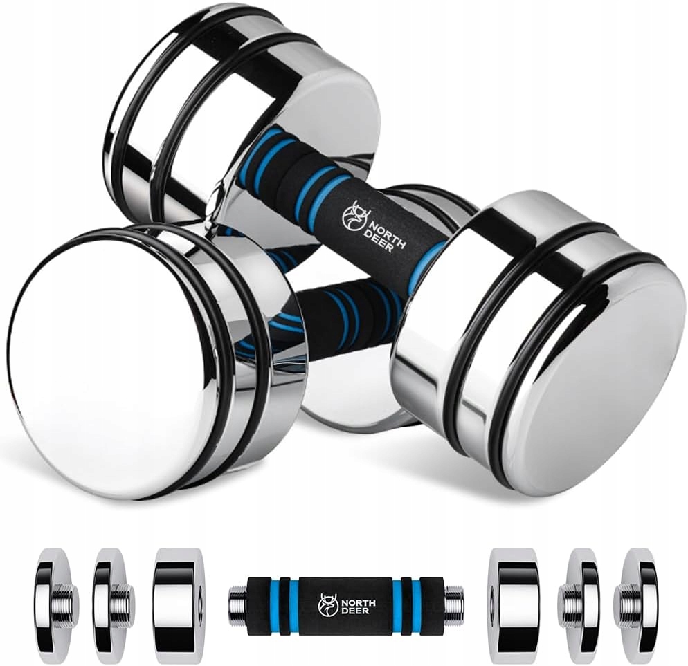 Set 2X Hantel Northdeer Ocelový Nastavitelný Kompaktní (2x 5 kg), Držák